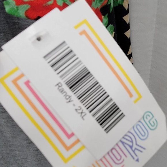 New tags LuLaRoe Randy XXL 2XL Longer sleeves Gray solid front w Black red green - Picture 5 of 12